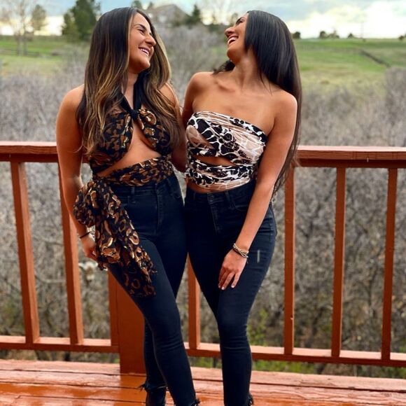 Animal print wrap tops - Picture 1 of 5